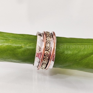 Bague Bohème en Argent Sterling 925 pour Femme Bague de Pouce Fidget Bijoux Faits à la Main Fête Yoga Bague Spinner pour Homme - Product Image 5