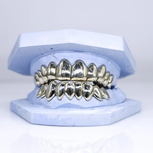 Custom Gold & Rose Gold Plated Iced Out Hiphop Rock Grillz Teeth 925 Sterling <b>Silver</b> Sparkling Grillz for Teeth - Product Image 1
