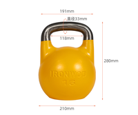 Kettlebell de compétition en fonte robuste, poids de fitness codés par couleur, entraînement en salle de sport, kettlebell pour entraînement de force