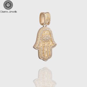 จี้รูปมือฮัมซา Charm_Jewells เงินแท้ 925 ชุบทอง 18K ประดับเพชรโมอิสซาไนต์ทรงไมโครเพฟ ได้รับการรับรองจาก IGI สไตล์ฮิปฮอป สำหรับทั้งชายและหญิง หรูหรา - Product Image 3