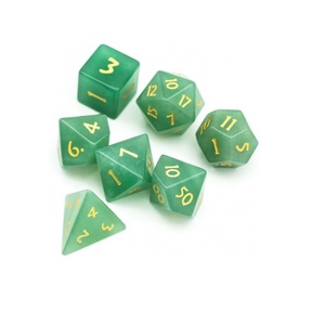 Jeu de dés en pierre de cristal Aventurine verte D20 personnalisée 16mm naturel Viking inspiré des pierres précieuses gravées dés du MDN - Product Image 4