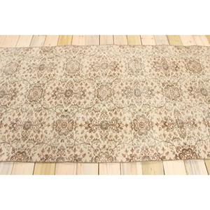 Alfombra Turca de 3.7x8.2 pies, Alfombra Vintage de Lana Ikat Marrón - Product Image 2
