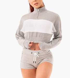 Sudadera con Capucha Corta para Mujer, Estilo Urbano, Holgada, con Cierre de Cremallera, Forro Polar Cálido, Informal, para Otoño, con Orificios para los Pulgares, Personalizable con Logotipo - Product Image 2