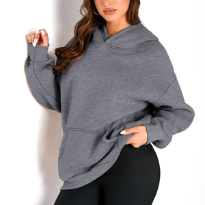 Recién llegado, jerséis informales para mujer, Sudadera con capucha extragrande de manga larga a la moda con estampado de color sólido, sudaderas y sudaderas - Product Image 5