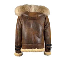 Blouson d'aviateur grande taille marron en cuir de mouton véritable OEM 100% pour hommes Blouson d'hiver chaud en fourrure de mouton pour hommes