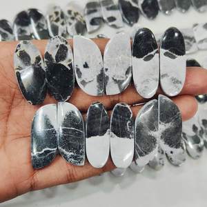 Magnifique paire de cabochons en jaspe de buffle blanc 5 paires de pierres précieuses lisses et lâches 15x30mm de long pour la fabrication de bijoux, cadeau de Noël - Product Image 3