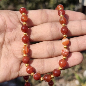 Collier statement en argent sterling avec perles de cornaline orange naturelle de 8 mm, bijoux en pierres précieuses faits à la main pour femmes et hommes, cadeau de mariage - Product Image 3