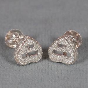Unique <b>Heart</b> Shape Design <b>Earring</b> In 14 KT White <b>Gold</b> With Lab Created Round Cut Diamond <b>Earring</b> For Women - Product Image 3