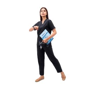 ชุดพยาบาลสำหรับผู้หญิงแขนสั้นสีดำดีไซน์อินเทรนด์ชุดพยาบาลสำหรับใส่ในคลินิกทางการแพทย์แบบปรับแต่งได้ - Product Image 2