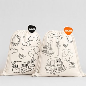Lot de 5 sacs à dos à cordon de serrage style dessin animé, 14x16, personnalisables avec marqueur textile, logo personnalisé, ensemble amusant pour usage quotidien et publicité - Product Image 5