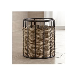Nueva cesta de mimbre para decoración del hogar, sala de estar almacenamiento para, diseñador de lujo moderno con soporte de Metal negro - Product Image 2
