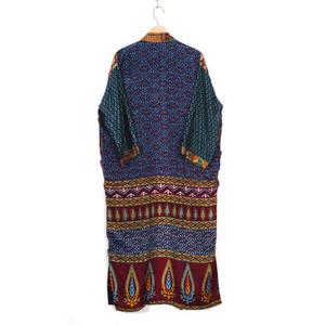 Kimono sari indien vintage à fleurs en soie robe longue pour femmes robe de chambre boho vêtements de nuit robe kimono sexy en soie vêtements de nuit - Product Image 3