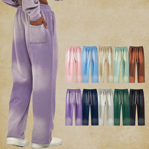 Fabricante Streetwear cordón elástico 300 Gsm polar personalizado ácido gradiente lavado recto ajuste hombres Jogger Flare pantalones de chándal - Product Image 2