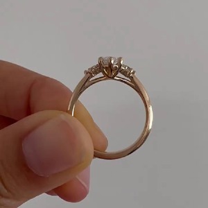 Anillo de Diamante Cultivado en Laboratorio con Corte Marquesa, Oro Amarillo Sólido CVD, Joyería Fina, Anillo de Compromiso con Tres Piedras Creadas en Laboratorio - Product Image 2