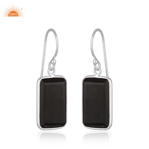 Pendientes colgantes de piedras preciosas de ónix negro con forma de octógeno Natural de Plata de Ley 925 más vendidos, fabricante de joyería fina Demi - Product Image 2