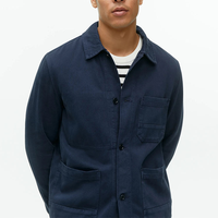 Blouson Bomber Homme en Twill Polyester/Coton de Haute Qualité, Broderie Logo Personnalisée, Manches Longues, Col en V Enduit, Saison Hiver, OEM