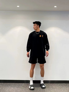 Camiseta Retro Americana de Manga Larga con Estampado Informal para Hombre y Mujer, 180g, Cuello en V, Corte Holgado, 100% Algodón, Antiarrugas - Product Image 5