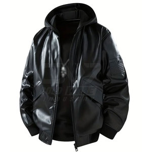 Veste en cuir à la mode pour hommes avec poches zippées et doublure douce pour toutes les saisons porter une veste d'hiver pour hommes - Product Image 1