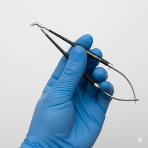 Portaagujas Curvo Castroviejo, Instrumento de Microcirugía, Herramienta Quirúrgica Oftálmica - Product Image 2