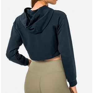 Sudadera con Capucha Corta para Mujer, Talla Grande, Gruesa, con Logotipo Personalizado, 100% Algodón, de Alta Calidad, Precio al por Mayor - Product Image 3