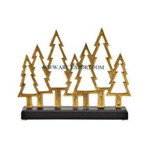 รูปปั้นใบแปะก๊วยเคลือบสีทองประดับโต๊ะรูปปั้นกลางสำนักงานฐานสีดำ - Product Image 4