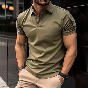 Camiseta abotonada de secado rápido antiarrugas de la mejor calidad para hombre, camiseta de manga corta de poliéster/algodón sostenible Pri - Product Image 4