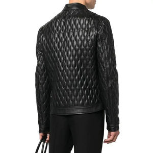 Chaqueta de cuero para hombre, la más vendida del invierno, de cuero genuino, con cuello alto, acolchada, con cremallera, a la moda. - Product Image 4