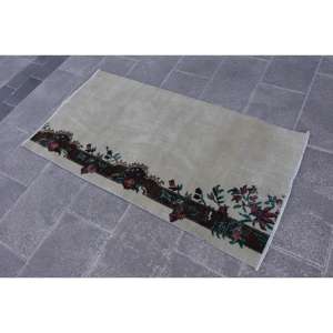 พรมวินเทจขนาดเล็ก 2.6x5 ฟุต (79x152 ซม.) พรมลายดอกไม้สีขาวสไตล์ตุรกี - Product Image 2