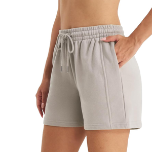 Short athlétique taille haute pour femme Coton de base Séchage rapide Respirant Techniques lavées Poche pratique pour les entraînements de course - Product Image 1