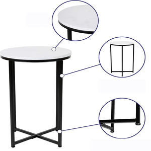 Hampstead Collection End <b>Table</b>, Modern <b>White</b> Top, Crisscross Matte Black Frame, Stylish & Sturdy - Product Image 3