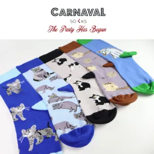 Unisex <b>Cat</b> Pattern Jacquard <b>Socks</b> 5-Pack Box Breathable Knitted Daily Use One Size Fits All Logo Design on Body Cuff for Spring - Product Image 2