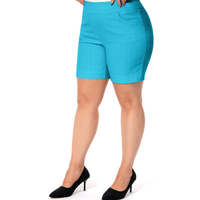 Pantalones Cortos Bermuda de Cintura Alta para Mujer, Talla Grande, Marca Jenna Rose, con Bolsillos, Elásticos, para Vestir o Trabajar, Primavera, Verano, Otoño