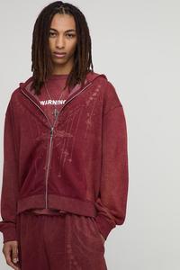 Conception avant de qualité supérieure hommes coton lourd impression Streetwear fermeture éclair sweats à capuche unisexe épaule tombante - Product Image 4