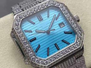 Reloj Mecánico de Lujo de Alta Calidad con Cristales, Diamantes Cultivados en Laboratorio en Forma de T, Acero Inoxidable, Edición Limitada, Tourbillon, Analógico, Cristal - Product Image 2