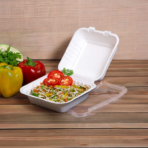 Fiambrera desechable ecológica de 6x6 pulgadas, contenedor cuadrado compostable con tapa con bisagras, embalaje de alimentos hecho de bagazo - Product Image 3