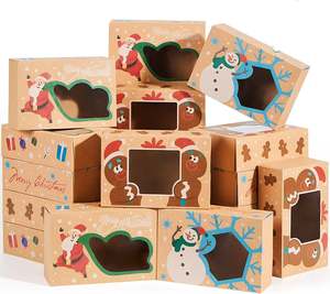 Candy Treat Emballage de biscuits Candy Treat Carton Kraft Food Petits récipients <span class=keywords><strong>avec</strong></span> couvercle pour boîtes à biscuits de Noël - Product Image 5