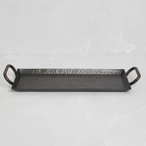 Plateau de service noir en métal de fer attrayant avec poignée en bois forme rectangulaire pour la maison et l'hôtel plateaux de service de table pour aliments et boissons - Product Image 4