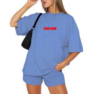 Vêtements de détente à manches mi-longues pour femmes à la mode Ensemble de t-shirts décontractés à imprimé vierge - Product Image 4