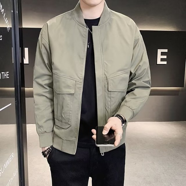 OEM Customized Embroidered Design Logo Men's Casual Solid Color Tops Coat Thickened Coat Trendy Brand Men's Jacket