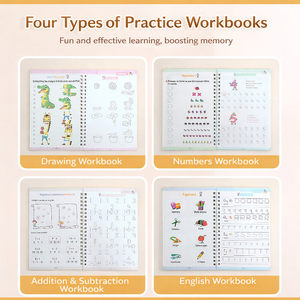 4 Cuadernos de Caligrafía Reutilizables con Múltiples Idiomas, Libros Educativos de Escritura para Niños - Product Image 3