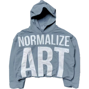 Hot Selling Custom Men's Crop Hoodies Streetwear Heavyweight Vintage Distressed DTG Digital Printing Stone Acid Washed Hoodie - Product Image 5