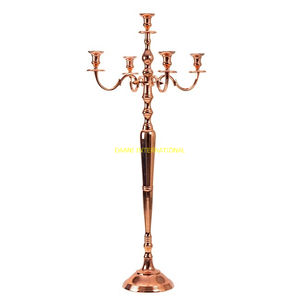 Aluminum <b>Gold</b> 5 Arm Tall Floor Standing Candelabra <b>Candle</b> Holder Wedding Event Banquet Party Decoration Centerpiece <b>Candle</b> Stand - Product Image 2