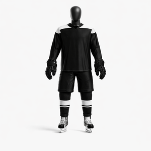 Uniforme de hockey sobre hielo personalizado, conjunto de camiseta y pantalones cortos sublimados en blanco y negro, ropa de equipo para adultos, fabricante OEM ODM - Product Image 1