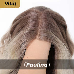 วิกผมสังเคราะห์สีบลอนด์ลอนยาวปานกลาง Paulina-DWY พร้อมโคนผมสีเข้มและไฮไลท์สีโปร่งแสง - Product Image 6