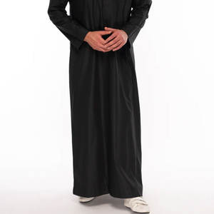 Simple Plain Jubbah Men Islamic Thobes Ropa y accesorios musulmanes tradicionales con logotipo personalizado Diseño de manga de moda - Product Image 5