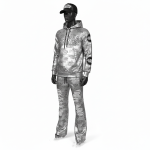 Nuevo Conjunto Deportivo Personalizado con Pedrería, Pantalones Deportivos Anchos, Sudadera Holgada y Pantalones Jogger, Conjunto Deportivo Extra Grande - Product Image 4