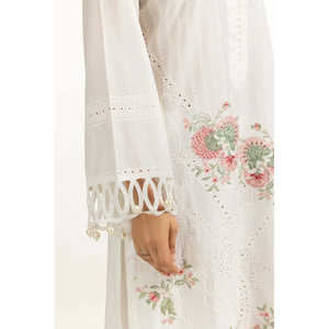 Costume d'été décontracté pour femmes, blanc, 3 pièces, broderie sur tissu en toile - Product Image 2