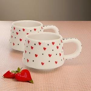 Tazza classica con cuore rosso da 2 confezioni İlbay Seramik