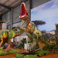 Giganotosaurus animatronique haut de gamme de 6 m marchant sur un Compsognathus pour la décoration de parcs à thème intérieurs/extérieurs et centres commerciaux