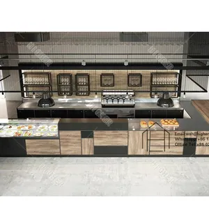 Customized Coffee Kiosk Counter Design Cake Showcase Countertop Bakery Display Showcase